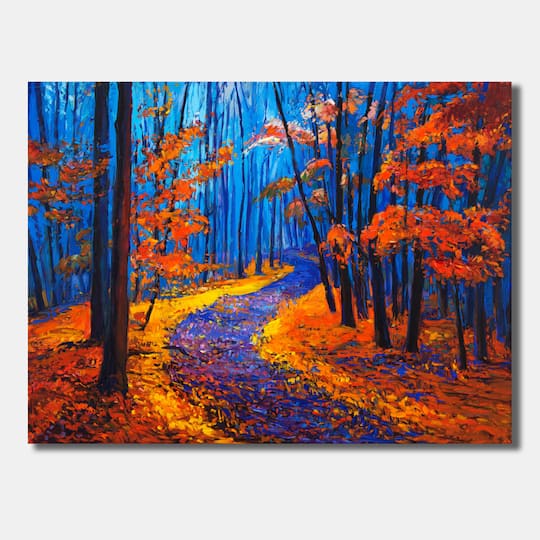 Designart - Autumn Colored Forest Treescape XXXVI - Traditional Canvas Wall Art Print